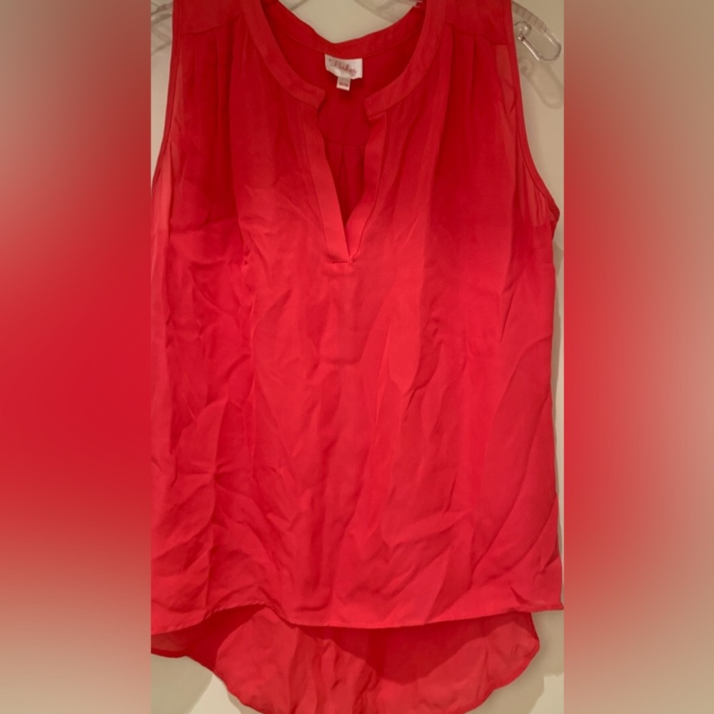 Parker - Women's Sheer Silk Sleeveless V-Neck Blouse (orange, size M)
